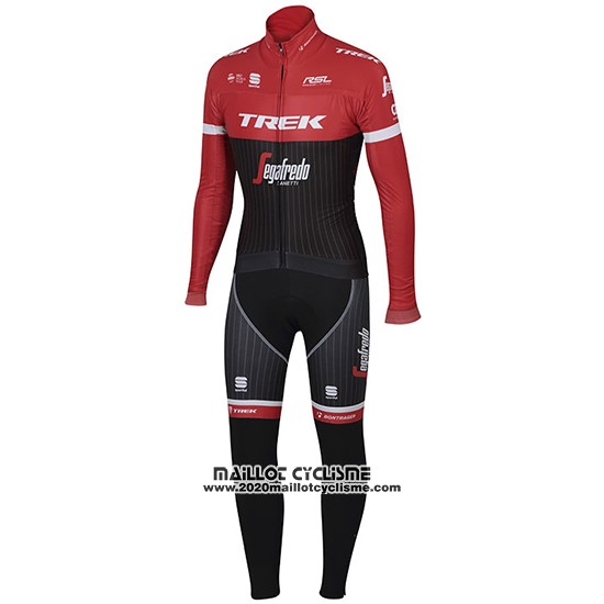 2017 Maillot Ciclismo Trek Segafredo Noir et Rouge Manches Longues et Cuissard